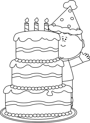Cake Black And White Black And White Boy With Birthday - Birthday Cake Black And White Png (363x500), Png Download