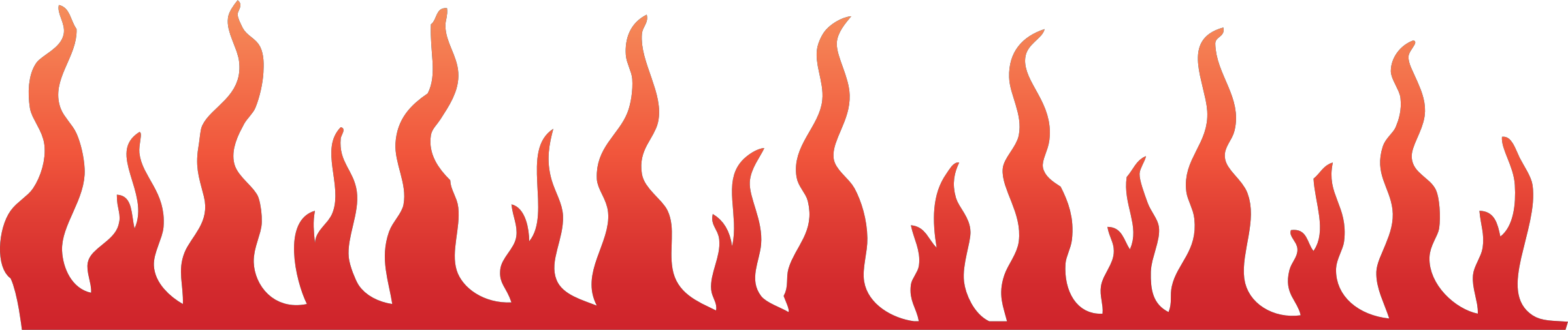 Fire Clipart Transparent - Flames Clip Art (2400x506), Png Download