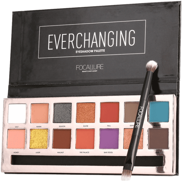 14 Colors Professional Natural Long Lasting Eyeshadow - Focallure Everchanging Eyeshadow Palette (1024x1024), Png Download