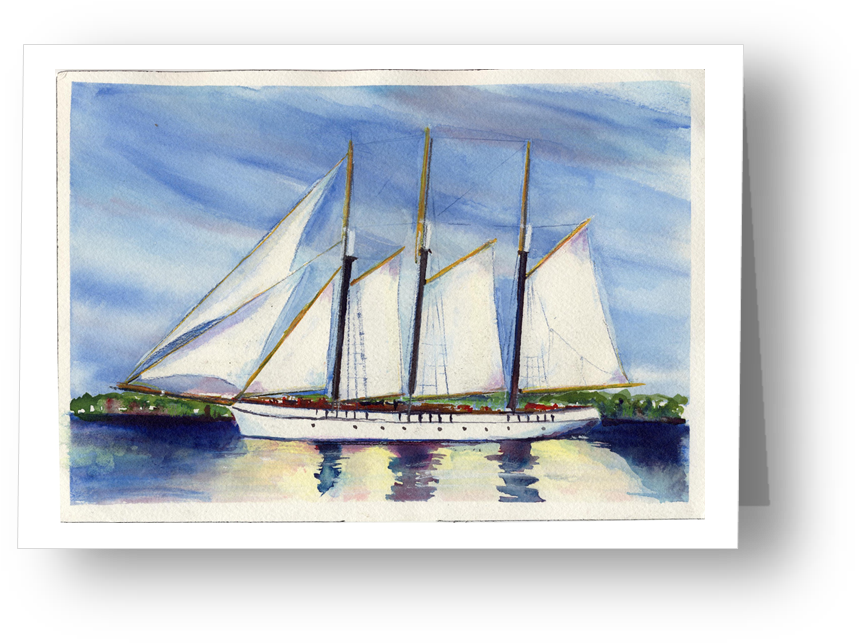 Empire Sandy Watercolour - Schooner (888x667), Png Download