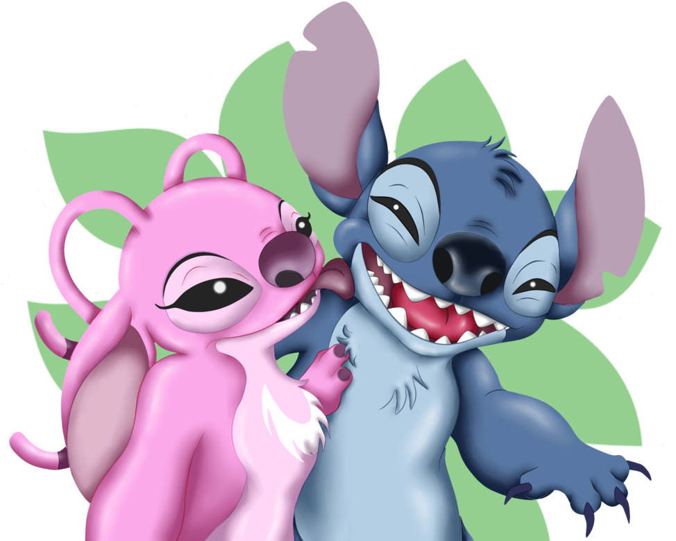 Jpg Transparent Download And Angel By Bakameganekko - Stitch And Angel Png (1013x788), Png Download