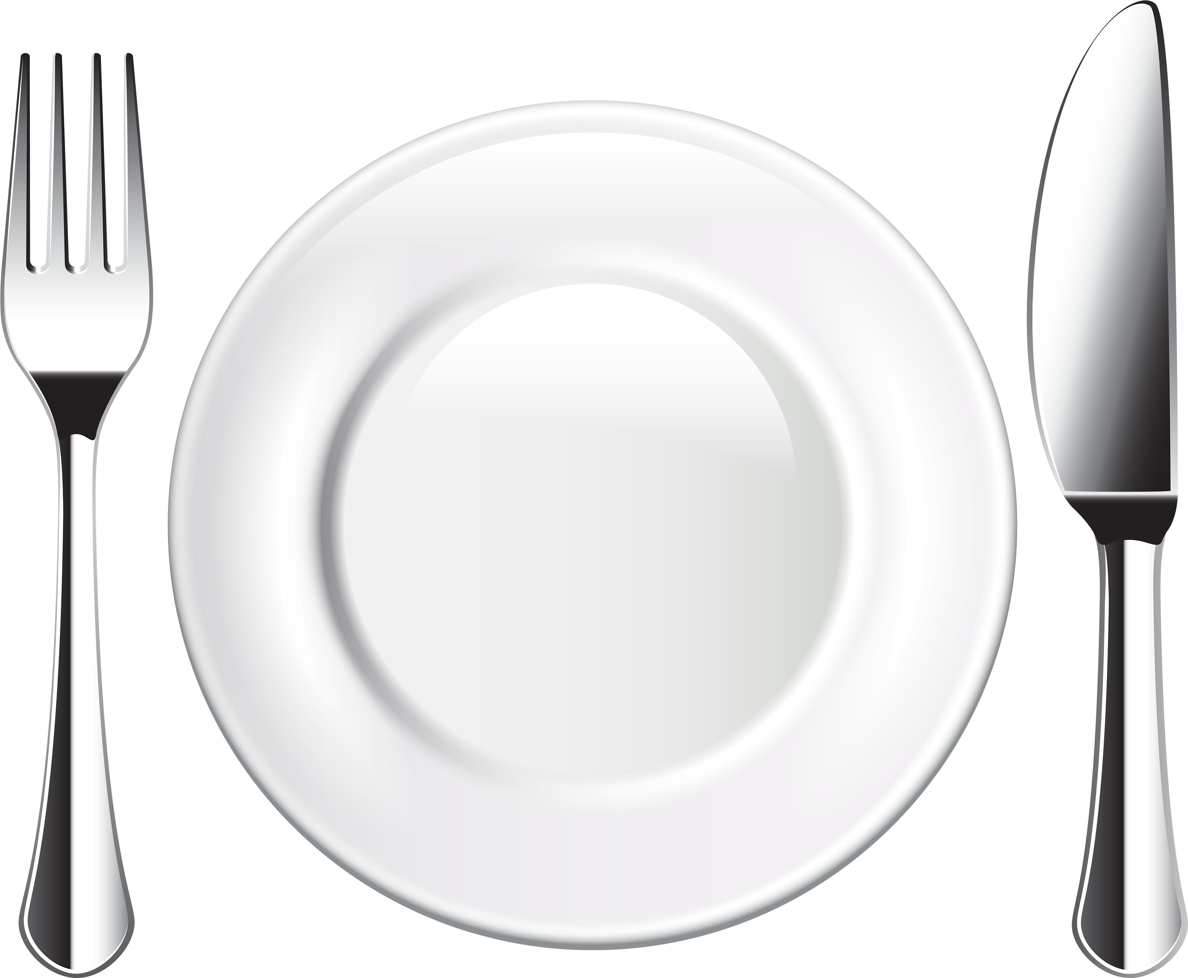 Plate Knife And Fork Png Clipart - Plate And Fork Png (4000x3292), Png Download