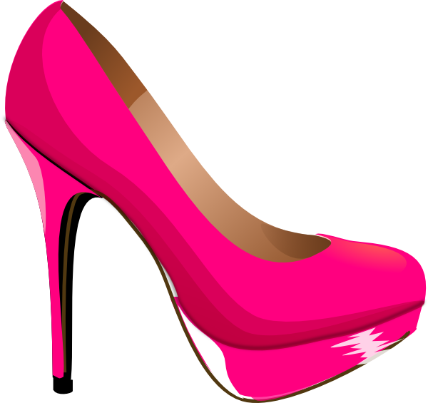 High Heel Shoe Png Black And White Transparent High - Pink Heels Clipart (600x565), Png Download