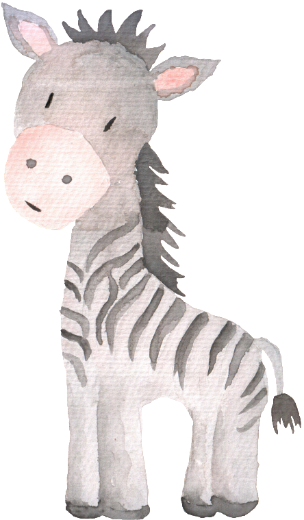 Hand Painted Watercolor Donkey Cartoon Animals Transparent - Baby Animals Wall Art (1024x1024), Png Download