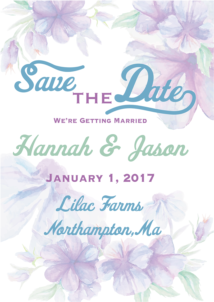 Hannah And Jason's Watercolor Save The Date Invitation - Hangar 1 Vodka (1200x1459), Png Download