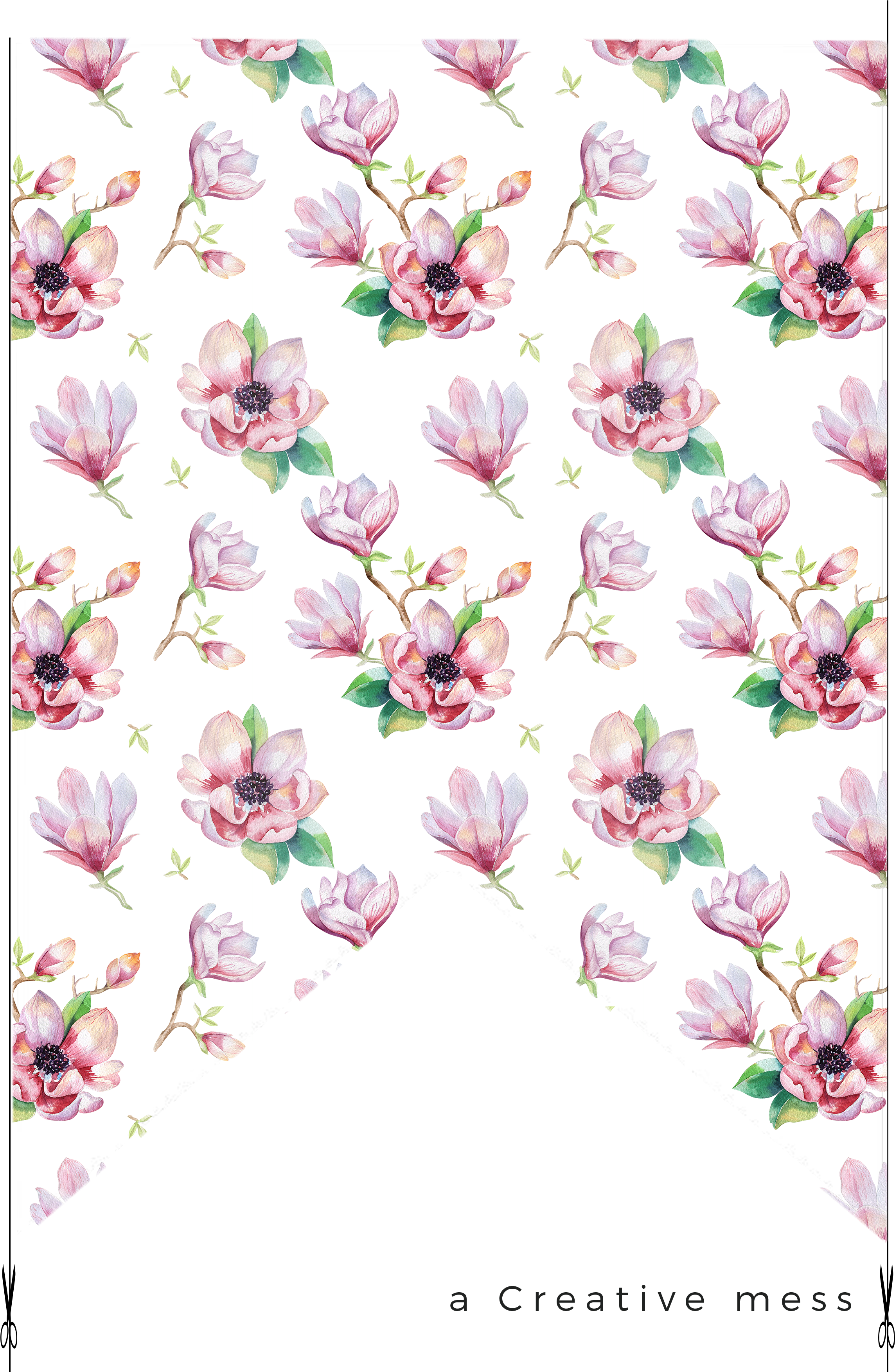Watercolor Magnolia Bunting Set - Kris Art 'magnolia Flower' Canvas Gallery Wrap, Size (2480x3508), Png Download