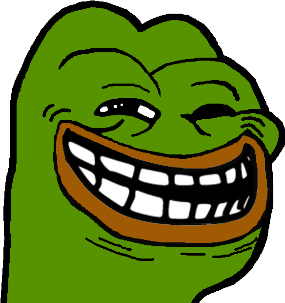 Face Green Yellow Smile Head Clip Art - Pepe The Frog Troll Face (684x626), Png Download