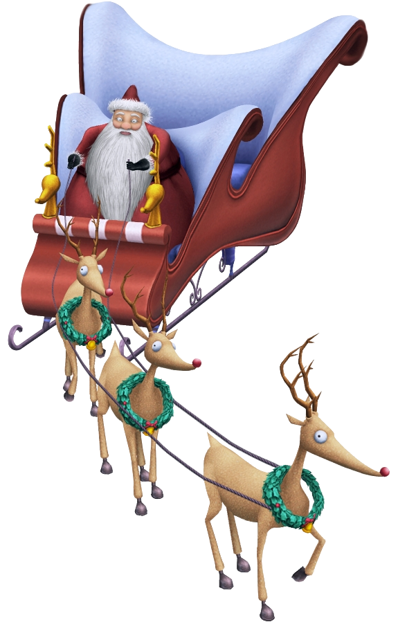 Santa's Reindeer Khii - Nightmare Before Christmas Santa Sleigh (1024x1024), Png Download