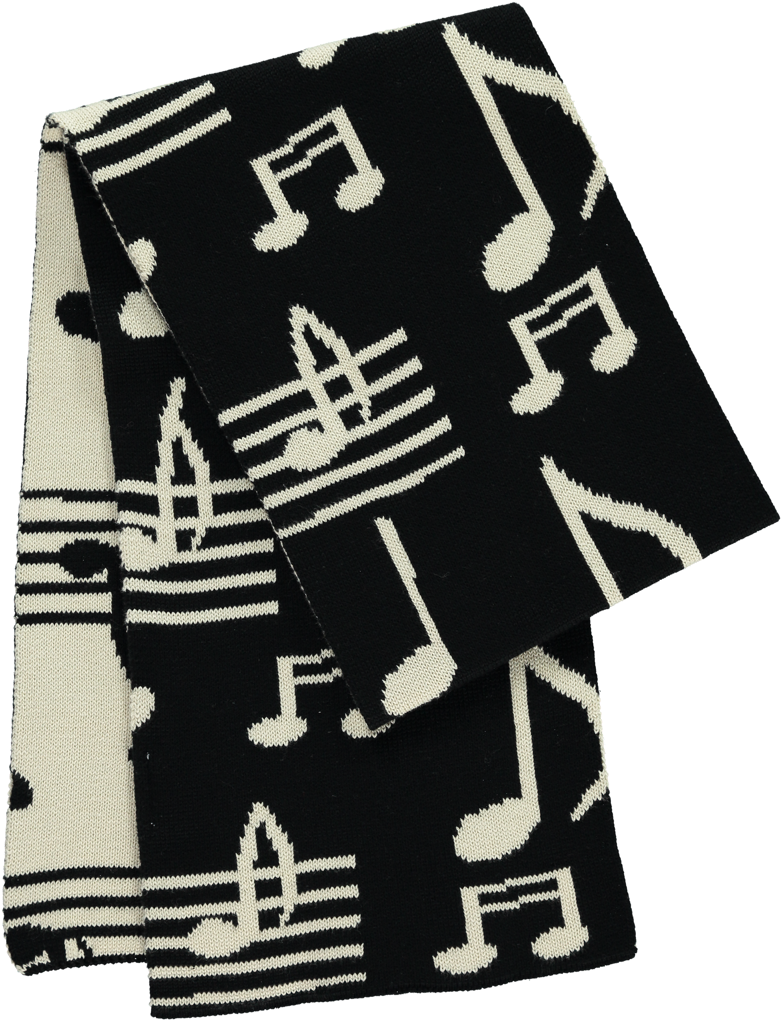 Beau Loves Black & Off White Music Jacquard Scarf (2606x3403), Png Download