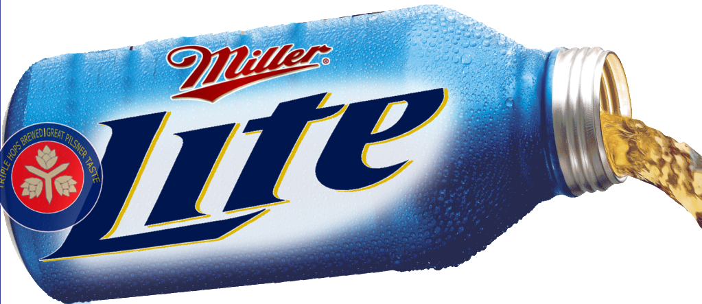[ Img] - Miller Lite Bottle Pouring (1023x443), Png Download
