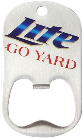 A Custom Middle Slot Dog Tag Bottle Opener With Color - Miller Lite (500x500), Png Download