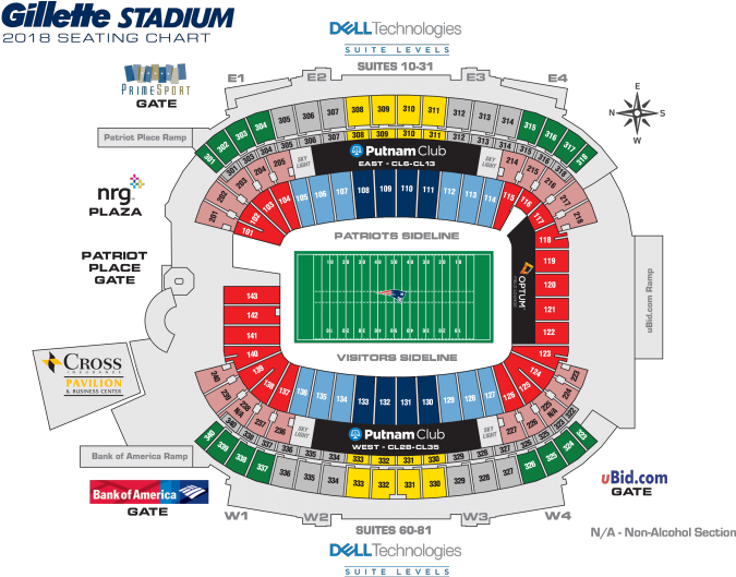 New England Patriots Seating Chart - Patriots Season Tickets Price 2018 (700x528), Png Download