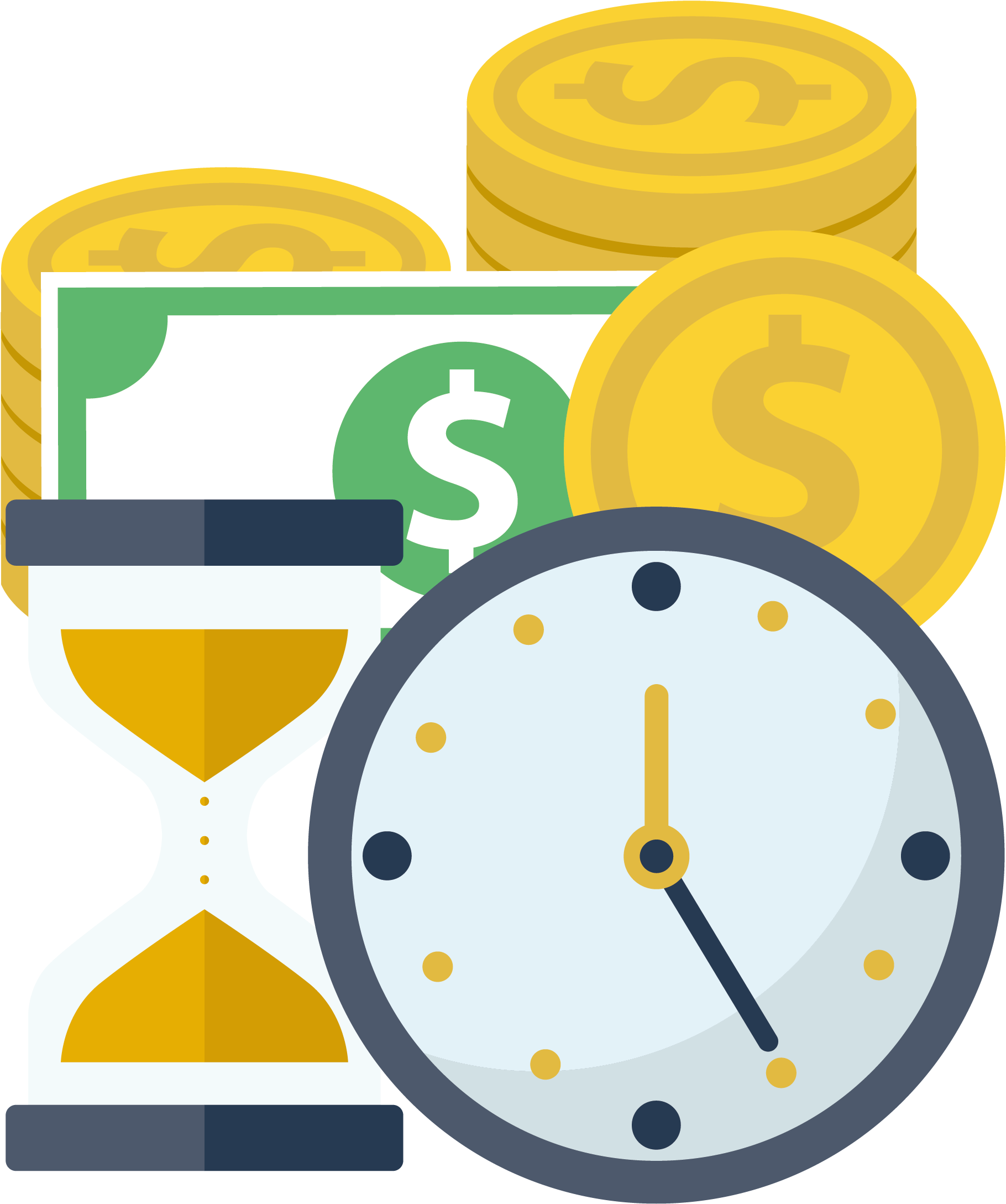 Time Value Of Money Flat Design Finance - Reloj Dinero Png (2917x2917), Png Download