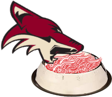My Friend's Fb Photo Is A Lame Picture Of The Red Wings - Arizona Coyotes 4x4 Die Cut Decal Color (400x350), Png Download