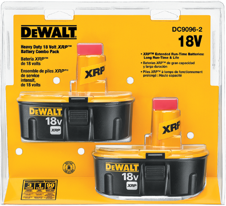 18v Xrp 2pk Batteries - Dewalt Battery 18v Xrp 2/pack [pk] (1001x1001), Png Download