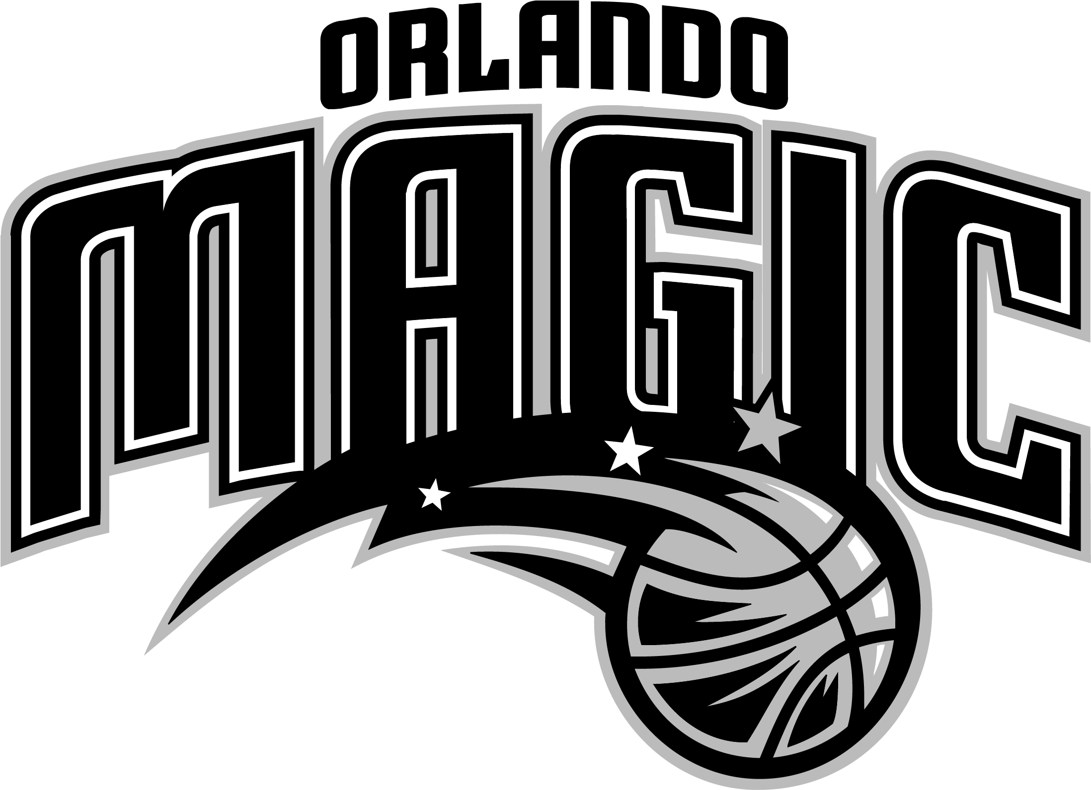 Orlando Magic Logo Black And White - Orlando Magic Decal (2400x1990), Png Download