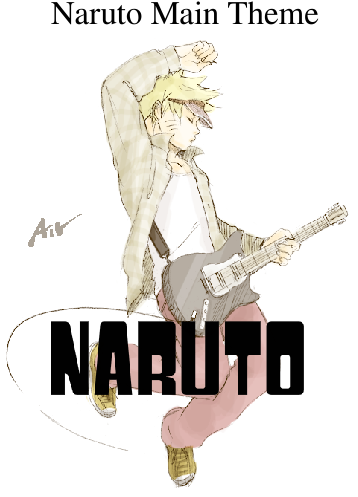 Naruto Main Theme Sheet Music 1 Of 36 Pages - Naruto Playing Guitar (850x1100), Png Download