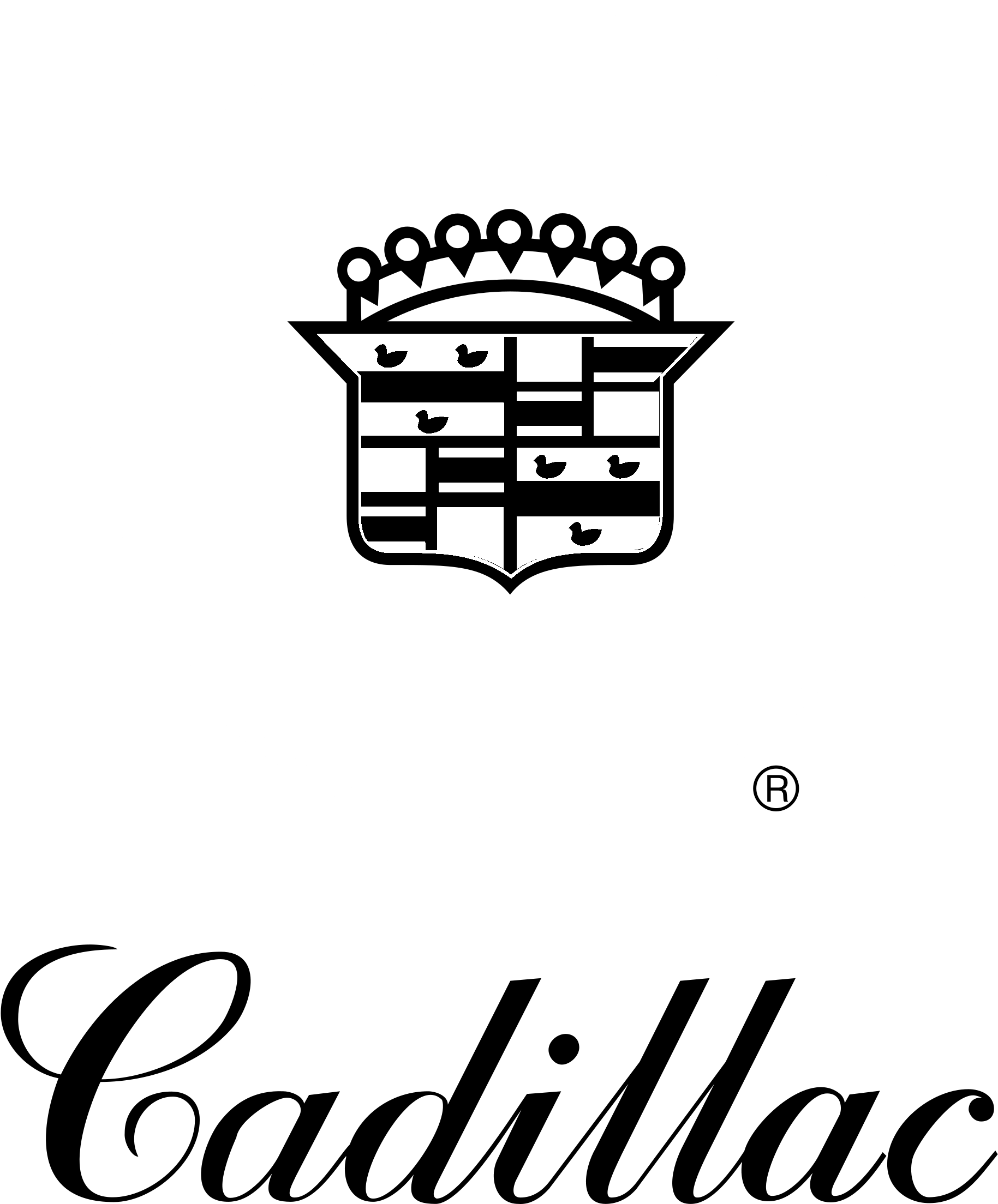 Cadillac Logo Black And White - Cadillac Sticker R111 - 2 Inch (2400x2400), Png Download