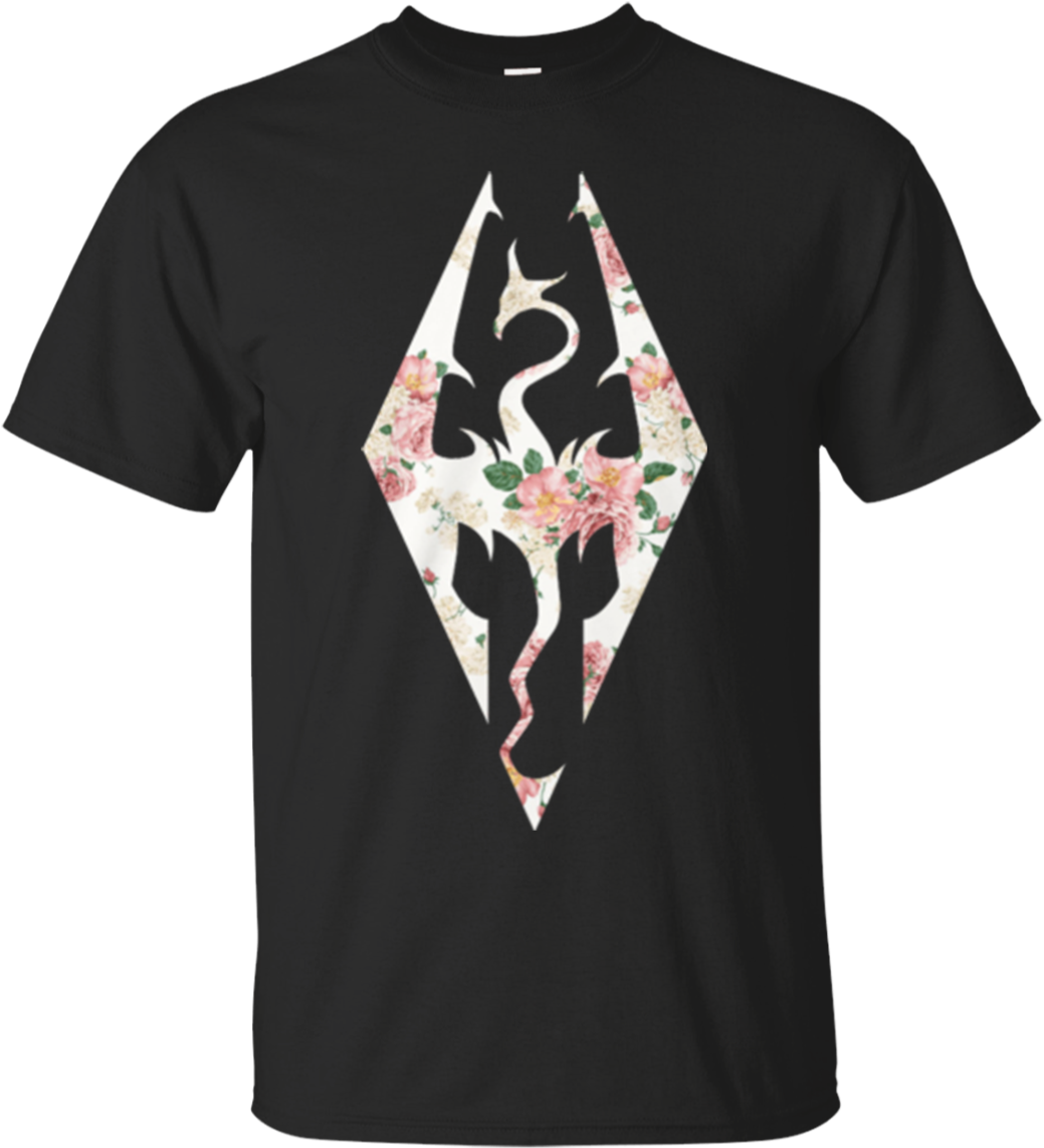 The Elder Scrolls V Skyrim Logo Flower Shirt, Hoodie - Elder Scrolls V Skyrim Premium Edition | Pc (1155x1155), Png Download