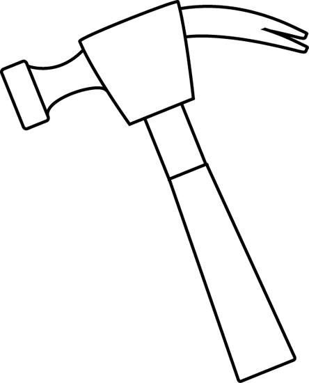 Black And White Hammer Clip Art - White Hammer (444x550), Png Download