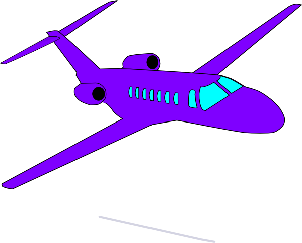 Purple Plane Clip Art - Clip Art Green Aiplane (600x484), Png Download