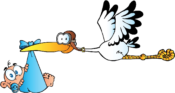 Stork And Baby Clipart Stork Carrying Ba Boy Cartoon - Storks Clipart (600x600), Png Download