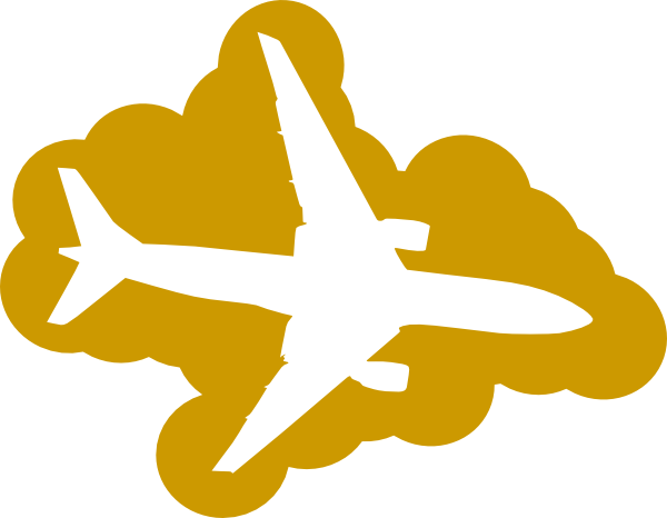 Gold Clipart Airplane - Clipart Gold Plane (600x466), Png Download