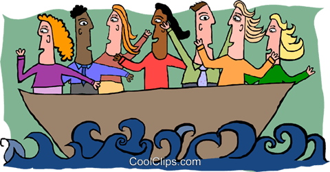 Business People In Boat - Boat Full Of People (480x251), Png Download