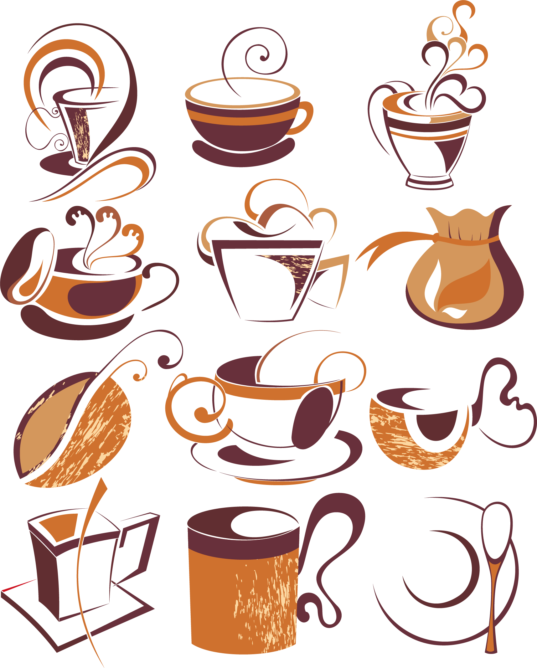 Turkish Coffee Cappuccino Cafe Coffee Cup - Coffee Cup Kitchen Vinyl Sticker Wall Art, Black (1715x2134), Png Download
