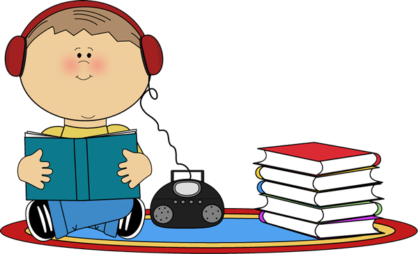 Boy Listening To Book On Cd Player Clip Art - Listen To Reading Clipart (600x365), Png Download