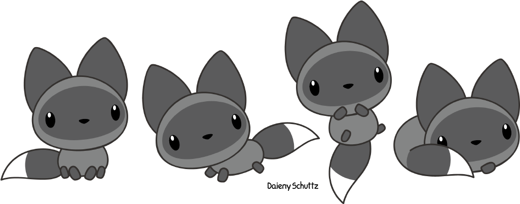 Silver Fox Clipart Red Fox - Cute Silver Fox Drawing (1071x450), Png Download