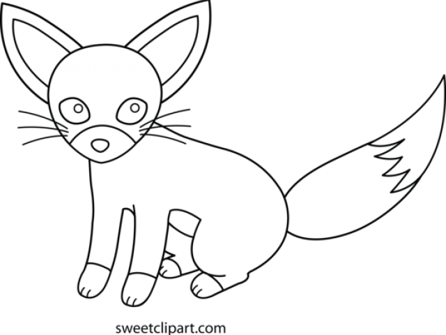 Fennec Fox Clipart Black And White - Cartoon Fenne Fox (640x480), Png Download