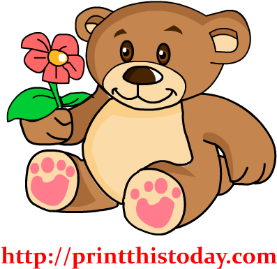 Teddy Bear Clipart - Teddy Bear With Flowers Clipart (417x417), Png Download