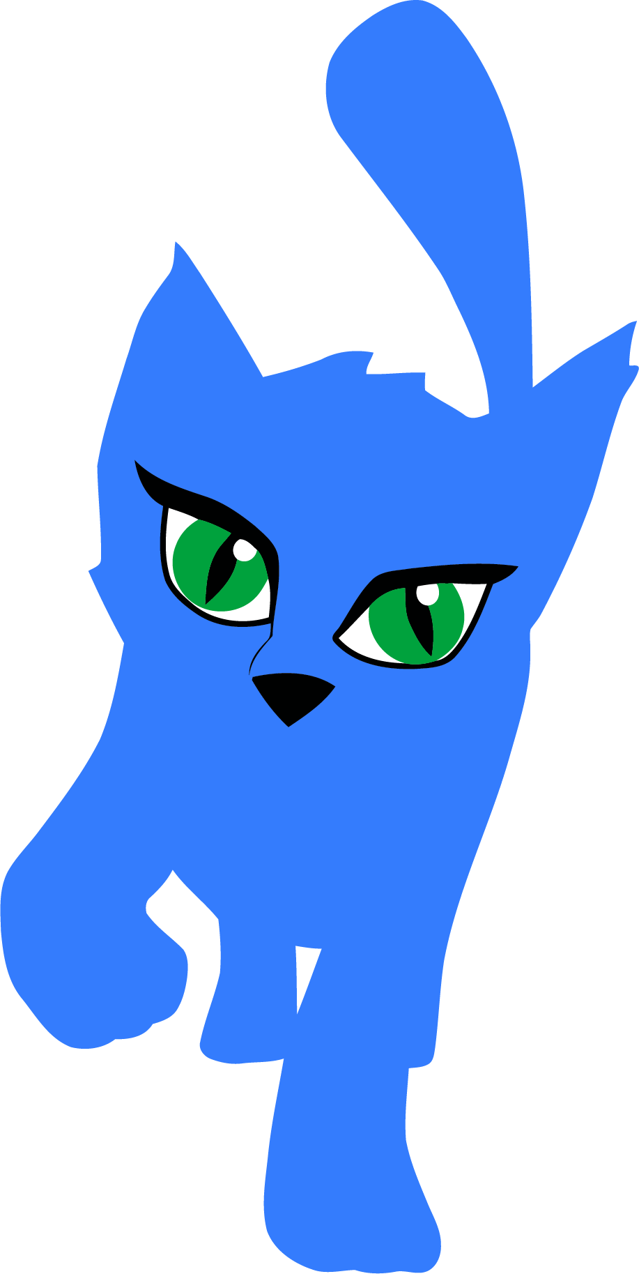 Blue Cat Clipart Png - Blue Cartoon Cat Tail (917x1827), Png Download