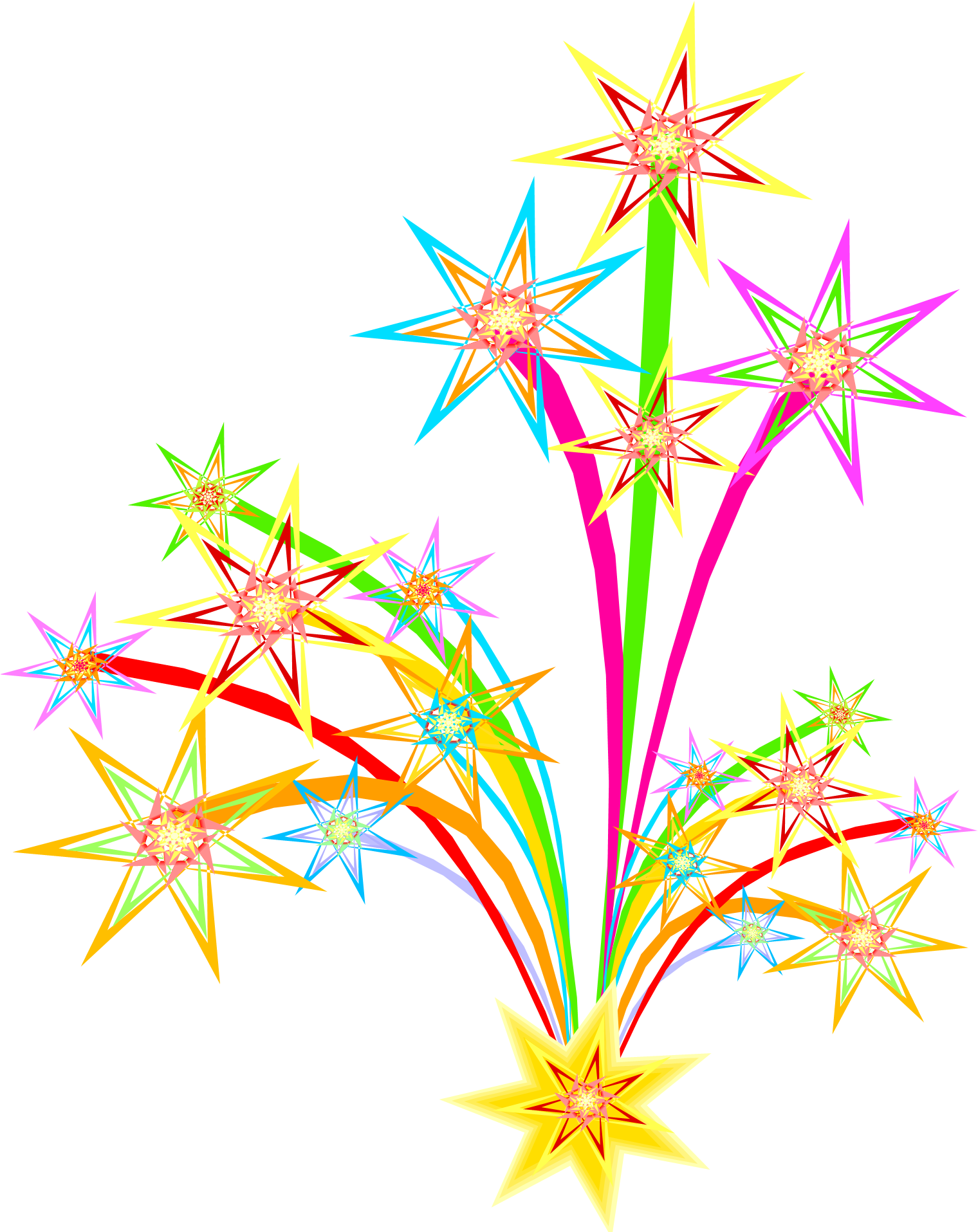 Bonfire Display Pencil And In Color - New Years Eve Fireworks Clipart (1533x1936), Png Download