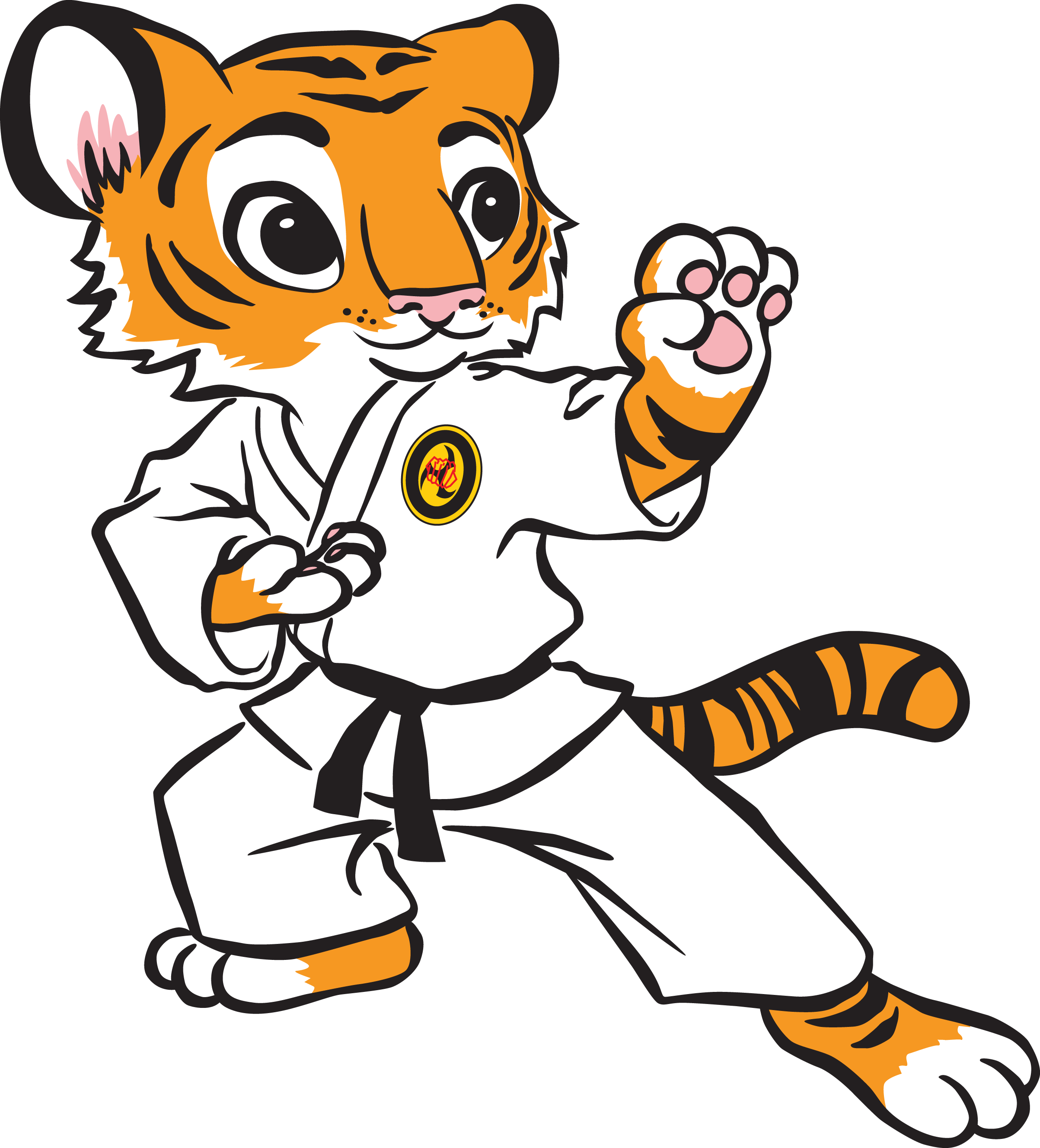 Tiger Clipart Karate Pencil And In Color Tiger Clipart - Cartoon Karate Tiger (2406x2655), Png Download