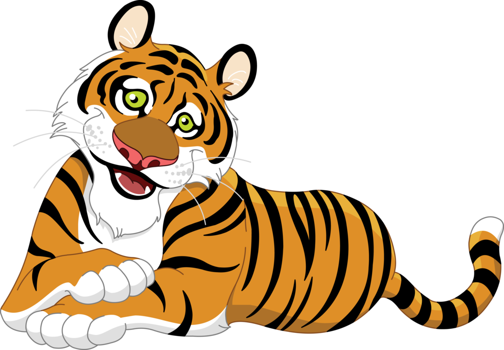 Png Freeuse Stock Clipart Happy Friday - Tiger Cartoon Clipart Png (1000x696), Png Download