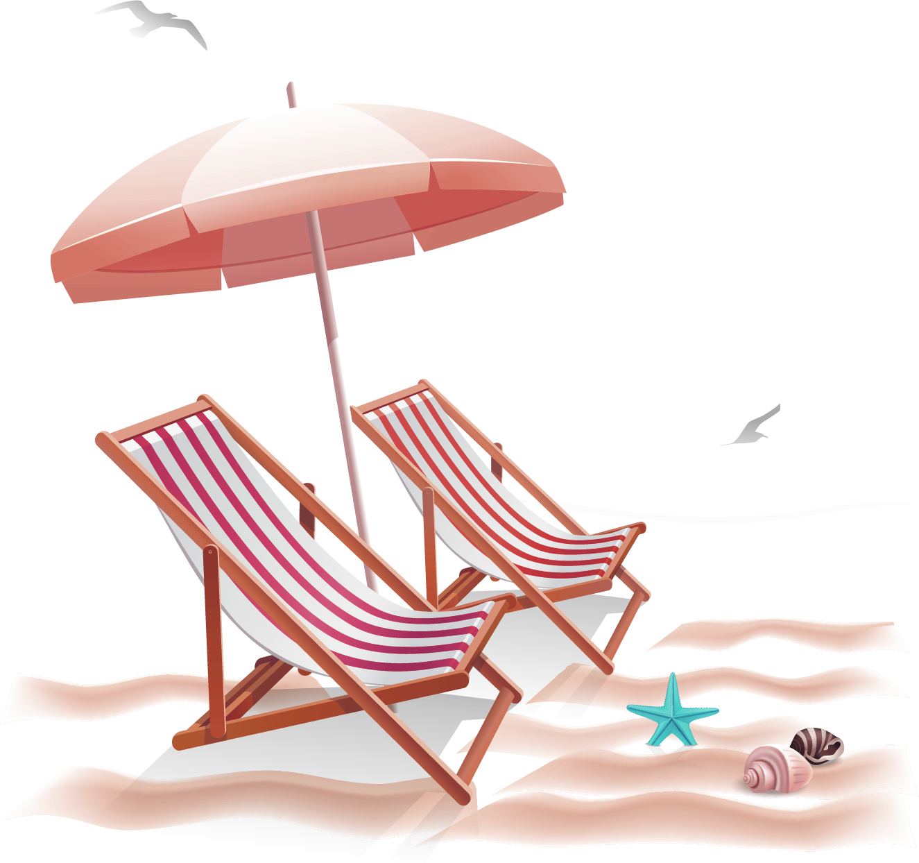 Beach Chair And Picture Transparent Library - Шизлонг Зонтик Png (1325x1244), Png Download