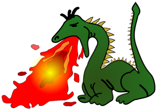 Green Dragon Public Domain Vectors - Fire Breathing Clip Art (353x500), Png Download