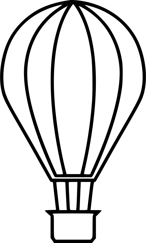 Hot Air Balloon Outline Png Clipart Download - Hot Air Balloon Black And White Png (588x980), Png Download
