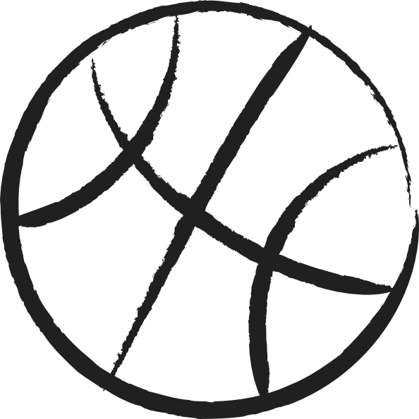 Basketball Outline Clip Art At Clker - Basketball Cartoon Black And White (594x595), Png Download