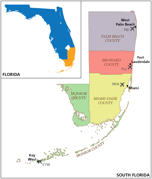 Travel Around Usa - Florida Map (516x606), Png Download