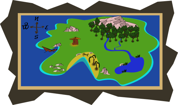 Florida Island Map Clipart - Desert Island Map Clipart (600x353), Png Download