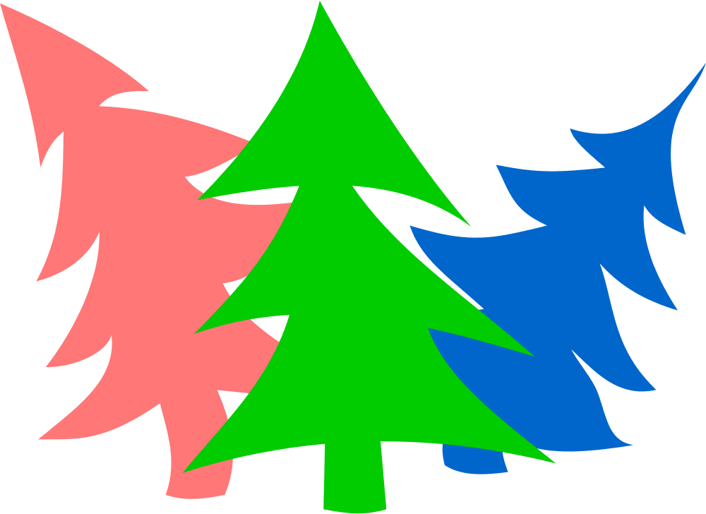 New Year Firs - Season's Greetings Colorful Trees Christmas Card (1000x728), Png Download
