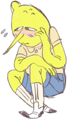 Lemongrab In His Casual Clothes, Blue Shorts And A - Cartoon (318x415), Png Download