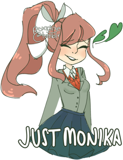 Black And White Download Cute Lil Monika Ddlc Want - Doki Doki Literature Club Monika (500x571), Png Download
