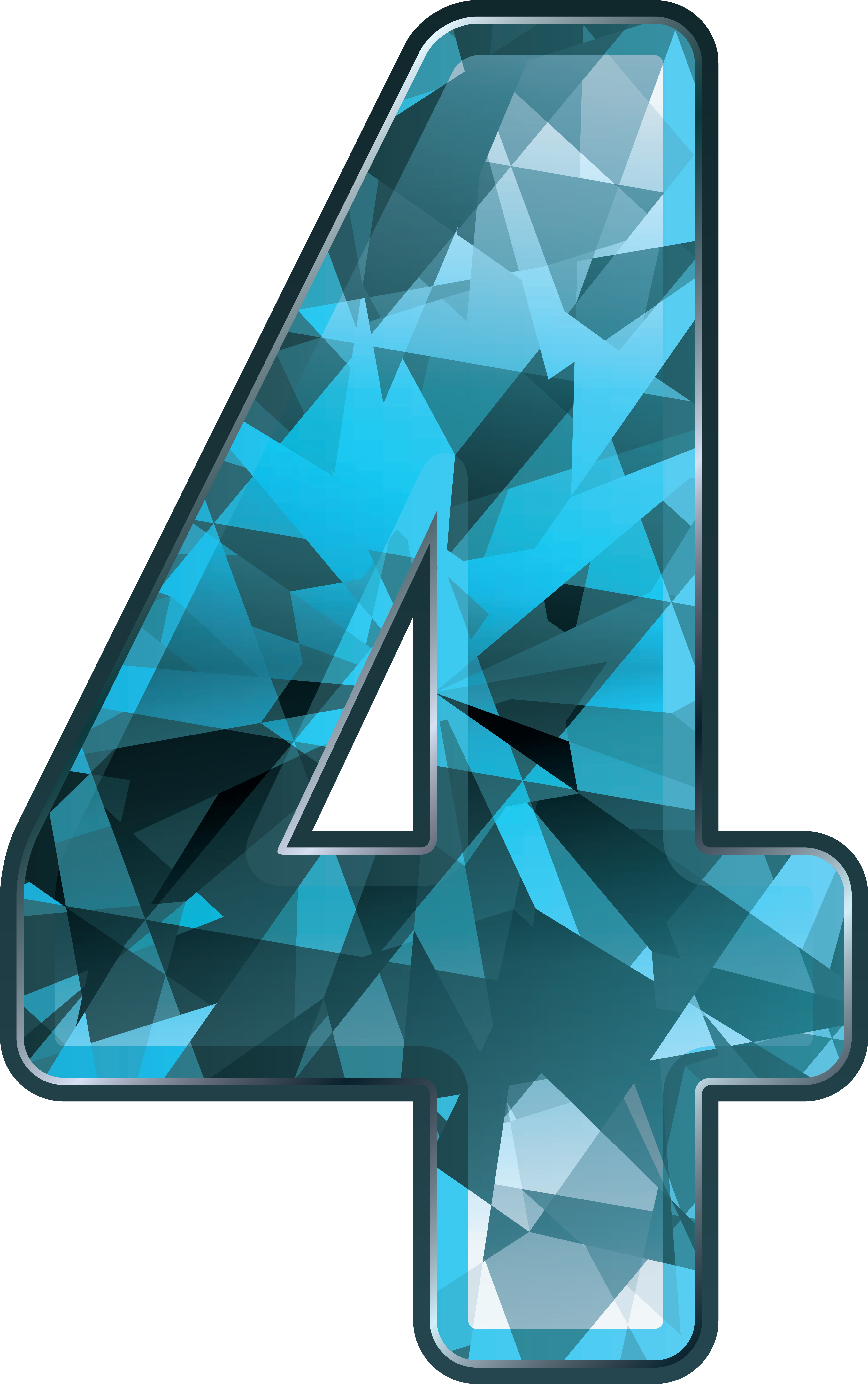 Blue Crystal Png Clip Art Black And White Stock - Blue Four Number (4752x7287), Png Download