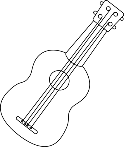 Ukulele Vector Black And White - Ukulele Clipart Black And White (424x500), Png Download