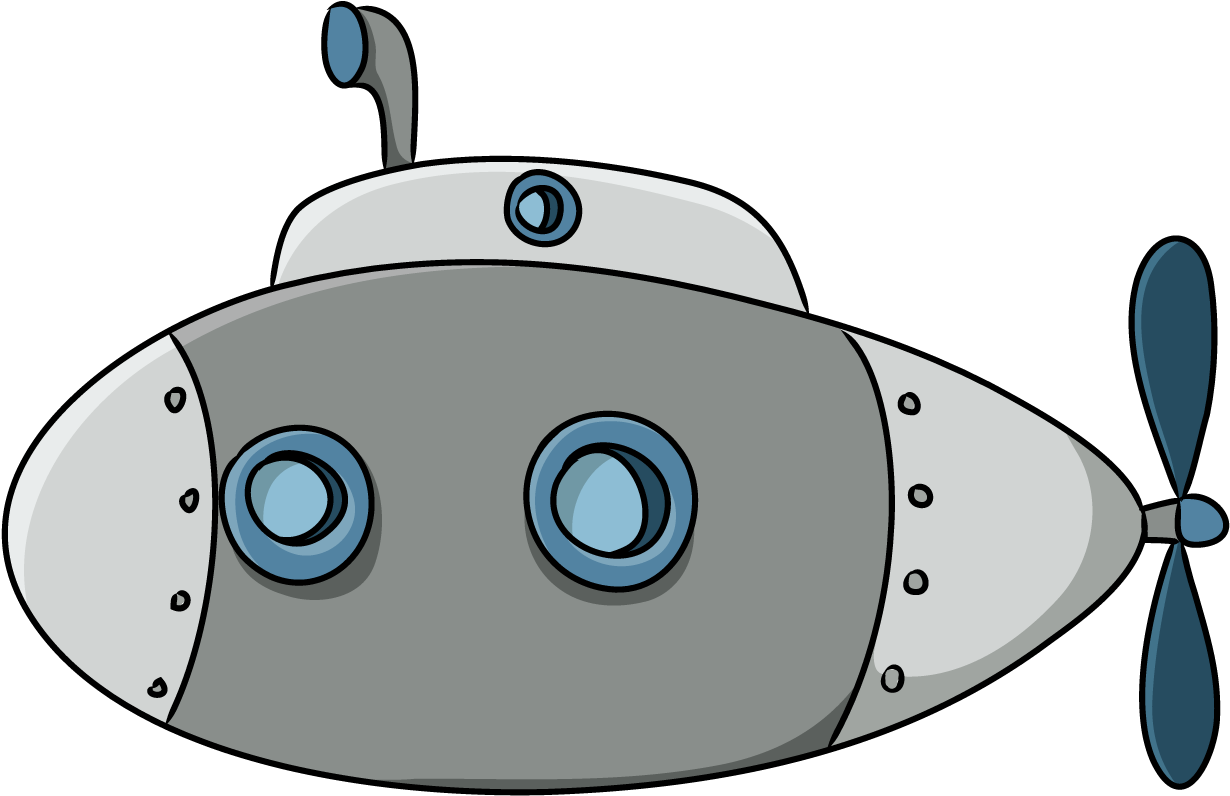 Submarine Scrapbooking Beach Pinterest Free Cartoons - Submarine Clipart (1592x916), Png Download