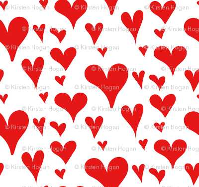 Valentine's Day Hand Drawn Hearts Red And White Cute - Heart (400x375), Png Download